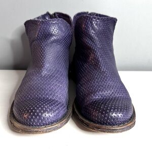 FELMINI Falling In Love Purple Women’s Ankle Boots, Zipper Back, Biker, Sz 37